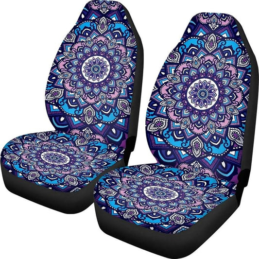 Boho Mandala Car Seat Covers Front Set Floral Premium Polyester Seat Covers Comfort Decorative Front Bucket Seat Cover for Cars Sedans Truck SUV Vans