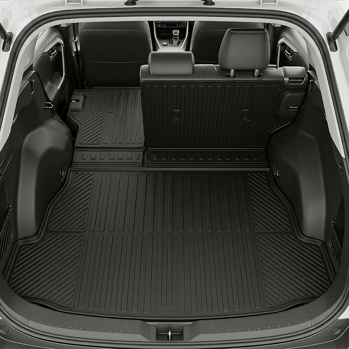 Auxko All Weather Floor Mats Cargo Mat with Backrest Mat for 2026 Toyota RAV4 Hybrid(Not for Phev Fits w/or w/o subwoofer) All Season TPE Accessories Odorless Anti-Slip