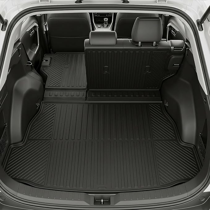 Auxko All Weather Cargo Mat with Backrest Mat Fit for Toyota RAV4 Hybrid 2026 (Not for Phev) TPE Mat Accessories All Season Odorless Anti-Slip Black