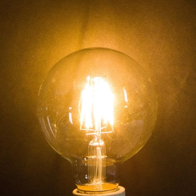 Simba Lighting LED Edison Vintage Filament G25 4W 120V E26, 2700K, 3 Pack | Vanity Globe G80 Bulb, Dimmable 40W Equivalent for Bathroom Makeup Mirror, Medium E26 Base, CE, RoHS Compliant, Warm White