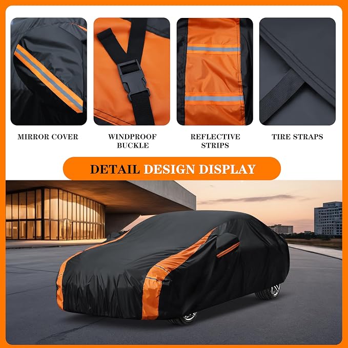 in Full Exterior Waterproof Car Cover All Weather, Waterproof,UV Resistant, Dustproof, and Snowproof Fit Audi e-tron GT,BMW 3/5 Series,Dodge Challenger/Charger,CLS etc.Size C5