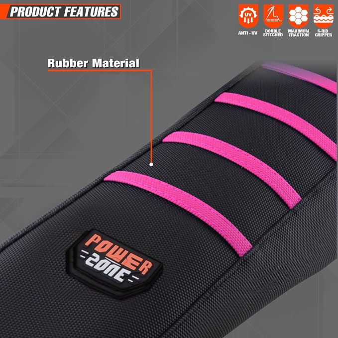 Universial Dirt Bike Seat Cover - Soft Ribbed Rubber Seat Covers for Motorcross Enduro (Pink)
