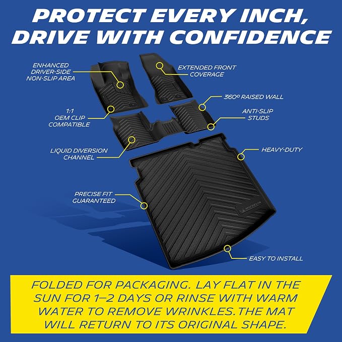 Michelin Vehicle Mats for 2020-2025 Subaru Outback & Legacy (3 Piece) | Not Fit 2026, All-Weather TPE Custom Fit Liner, Premier