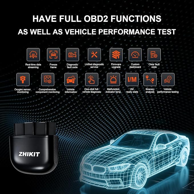 OBD2 Scanner Bluetooth for iPhone/Android-Auto Diagnostic Tool | 1.Compatible with iOS and Android 2.No software subscription fees 3.Supports OBD2-compliant vehicles (1996 and newer)