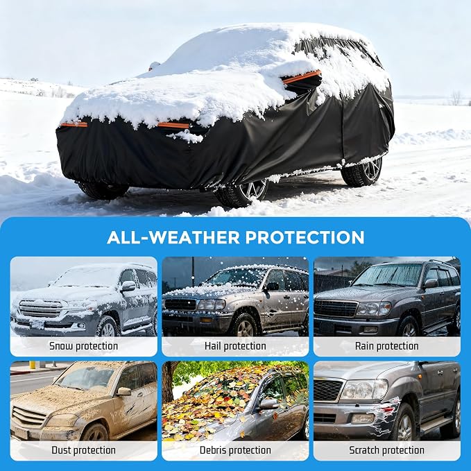 Winter Car Cover for Honda Pilot 2003-2025, Heavy Duty SUV Full Car Cover | Waterproof All Weather Outdoor for Hail Snow Ice Rain Sun UV Dust Protector, with Driver Side Zipper & Reflective Strips