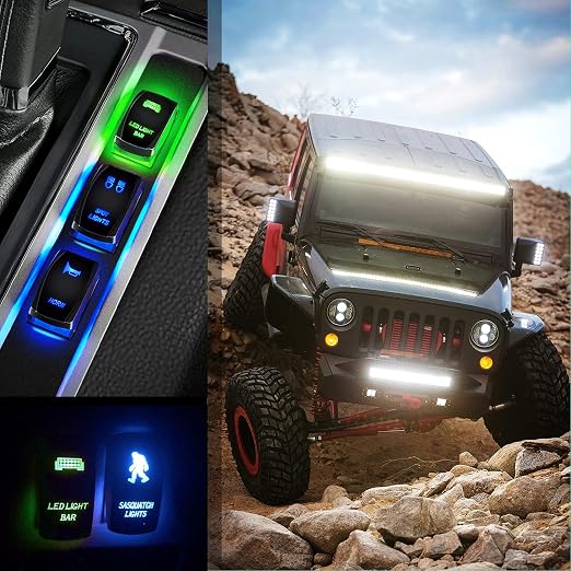 Nilight 16AWG LED Light Bar Wiring Harness Kit 2 Leads 12V On/Off 5 Pin Rocker Switch Power Relay Blade Fuse for Jeep Boat Trucks