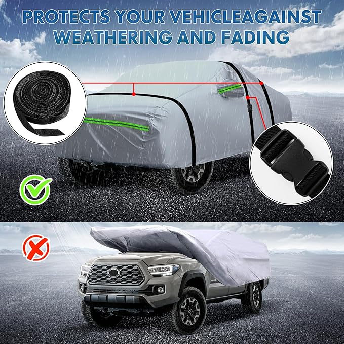 6-Layer Full Car Cover is All-Weather Waterproof, Universal in All Seasons, Snow Prevention, Rainproof, Acid Rainproof, Sunscreen, Ultraviolet-Proof, Applicable to SUV and MPV (201"-211")
