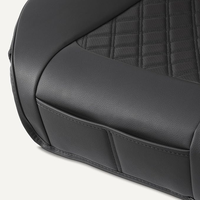 Amazon Basics Front Car Seat Covers, Breathable Faux Leather, Universal Seat Protectors, 2-Pack
