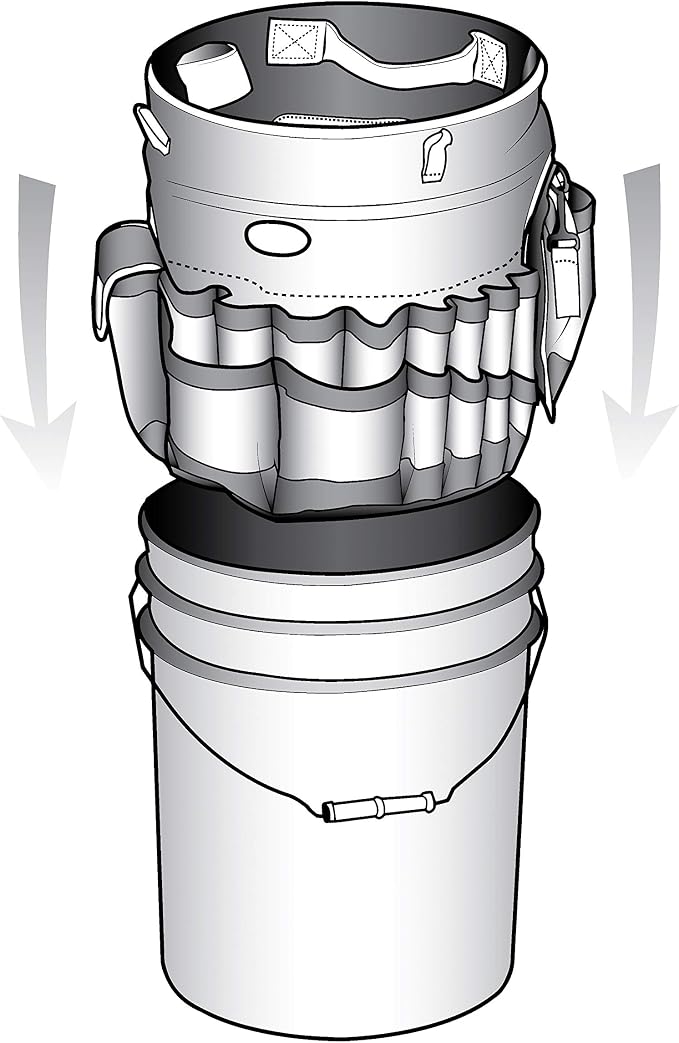Bucket Boss Auto Boss Wash Boss Organizer for a 5 Gallon Bucket, with Fast-Drying, Exterior Mesh Pockets for Car Supplies, Allowing for Soap and Water in the Bucket, in Black, AB30060