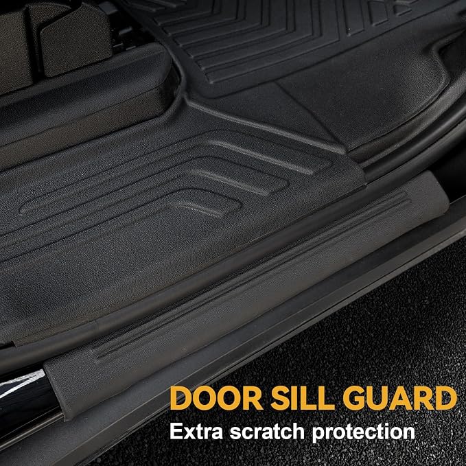 Floor Mats for Chevy Tahoe/GMC Yukon/Cadillac Escalade 2021-2026, All Weather Floor Mats Cargo Liner with Backrest Cover and Door Sill Guards Accessories, Full Coverage Set (Fit 7 Seats)