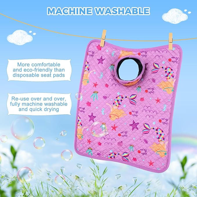 Car Seat Protector for Potty Training, 2 Pack Waterproof CarSeat Liner Toilet Training for Baby Infant Toddler, Dry Seat Piddle Pads Cover for Strollers (Mermaid Purple)