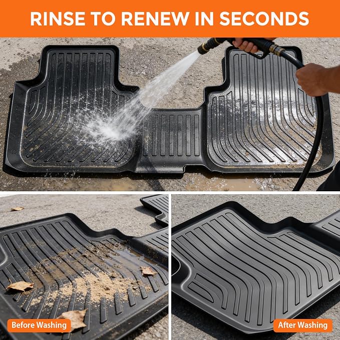 Floor Mats for Volkswagen VW Atlas Cross Sport 5 Passenger 2020-2025 | Custom Fit Heavy Duty TPE All Weather Protection, Waterproof Non-Slip Black (Two-Row Floor Mats & Cargo Liner)
