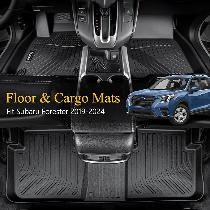 Floor Mats & Cargo Liner Fit for Subaru Forester 2019-2024 All Weather Liners Custom Fit Subaru Forester 2019-2024 Waterproof Durable Easy to Clean Accessories 2019 2020 2021 2022 2023 2024