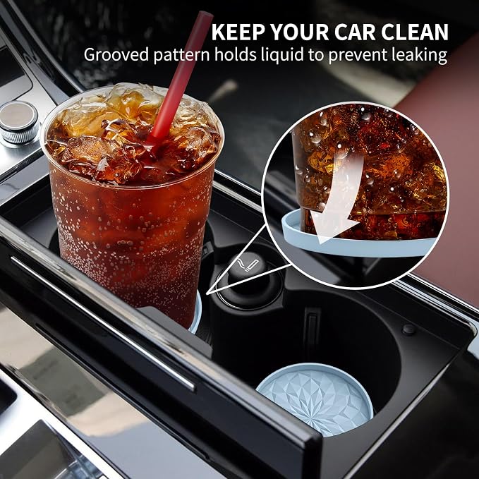 ME.FAN Car Coasters for Cup Holders [4 Pack] - 2.75In Silicone Auto Mug Mats - Universal Non-Slip Recessed Car Interior AccessoriesEther