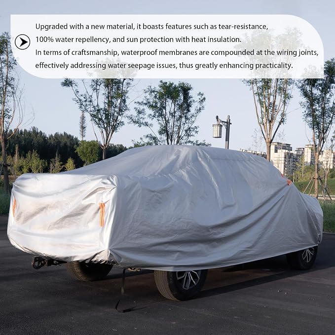 Heavy Duty Car Truck Cover, All Weather Outdoor Protection for Toyota Tacoma, Nissan Frontier, Ford Ranger, Waterproof Dust Sun Shield,Fit Truck-Length 213" to 233"