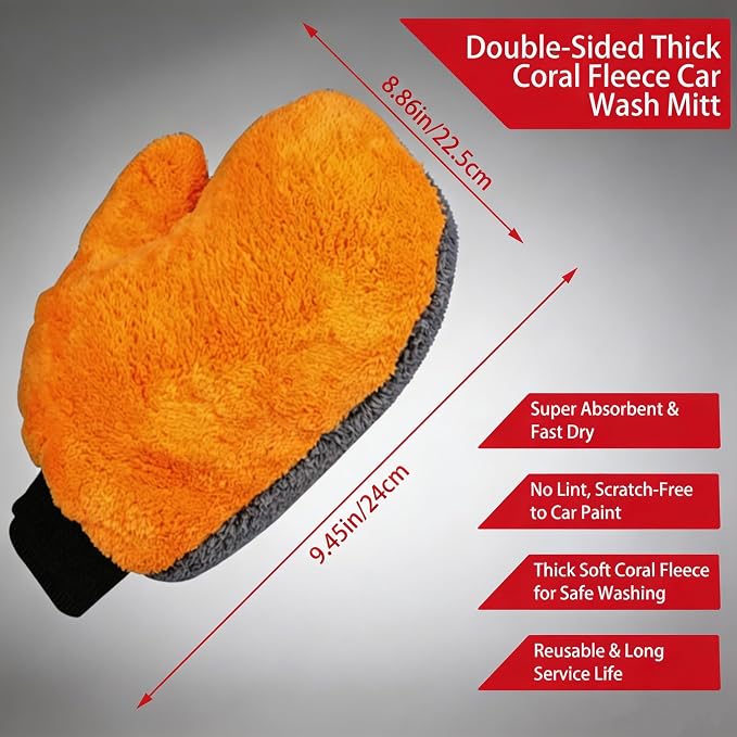 10.4in Heavy Duty Car Wash Bucket Grit Trap Insert (2 Pack) with Premium Wash Mitt & Microfiber Towel - Auto Detailing Dirt Separator Filter, Car Washing Accessories (Red Kit)