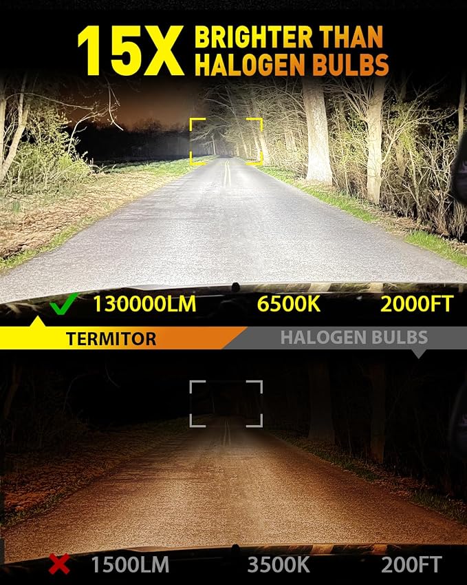 Termitor Upgraded H11 H9 High/Low Beam Bulbs, 126,000LM 6500K, Pack of 2