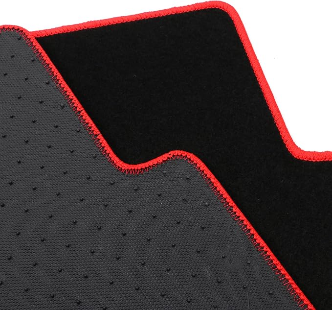 Fit 2016-2021 Honda Civic Black with Red Edge and FC Logo Floor Mat | IKON MOTORSPORTS, OEM Fitment Style, All Weather Waterproof Anti-Slip Floor Liners