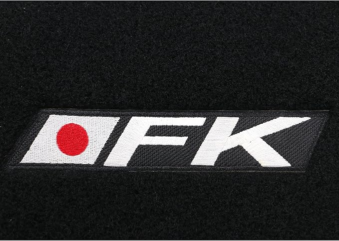 Fit 2016-2021 Honda Civic Floor Mats OEM Fitment Style Black | IKON MOTORSPORTS, Front & Rear Floor Mats Carpet With Red Edge & FK Logo 4PCS, 2017 2018 2019 2020