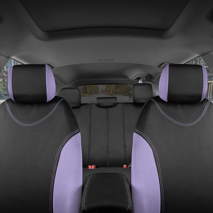 BDK UltraSleek Purple Seat Covers for Cars, Two-Tone Front Seat Covers with Matching Back Car Seat Cover, Made to Fit Most Auto Truck Van SUV, Interior Car Accessories, Full Set