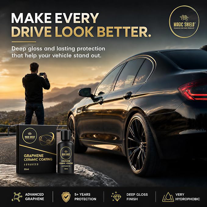 Magic Shield Graphene Coating for Cars │ Self-Healing, 5+ Years Durability │ Advanced SiO2 Ceramic Protection - High Gloss, Anti-Scratch - Perfect for Cars, Motorcycles, Marine, and RVs