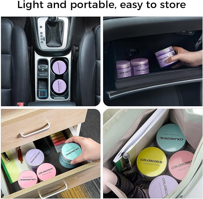 ColorCoral 4 Pack Car Cleaning Gels Auto Detailing Tools Cleaning Putty Auto Interior Cleaner,Jelly Cleaner, Keyboard Cleaner, Car Cleaning Supplies Car Gifts for Men Women