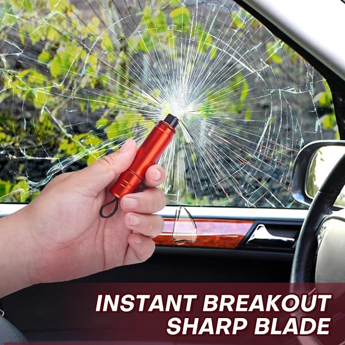 LANBOUY 2 Pack Car Window Breaker Seatbelt Cutter Tool, Glass Breaker Hammer Seatbelt Cutter Safety Glass Breaking, Life Saving Safe Emergency Escape Tool (Red)