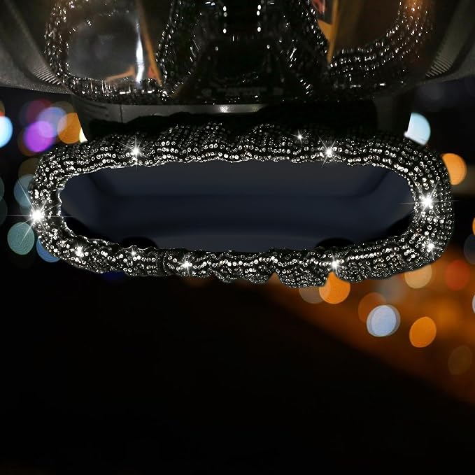 Bling Rear View Mirror Cover with Crystal Rhinestones,Fluffy Car Mirror Cover Car Decor for Women,Universal Rear View Mirror Accessories for Most Cars,SUVs,Trucks (White Diamond)