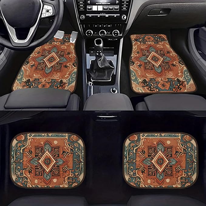 Car Floor Mats Non-Slip Automotive Floor Mats All-Weather Front Rear Car Floor Foot Mat Sets of 4 Pieces Foot Mats Rugs Carpet for Car Trucks SUV Sedans (FUGU-02)