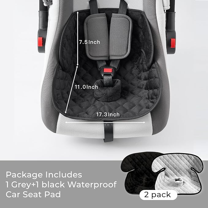 2 Pack Waterproof Piddle Pads Carseat Potty Training Car Seat Protector Waterproof Car Seat Liner Cover to Prevent Pee(Grey-1 Pack+Black-1 Pack)