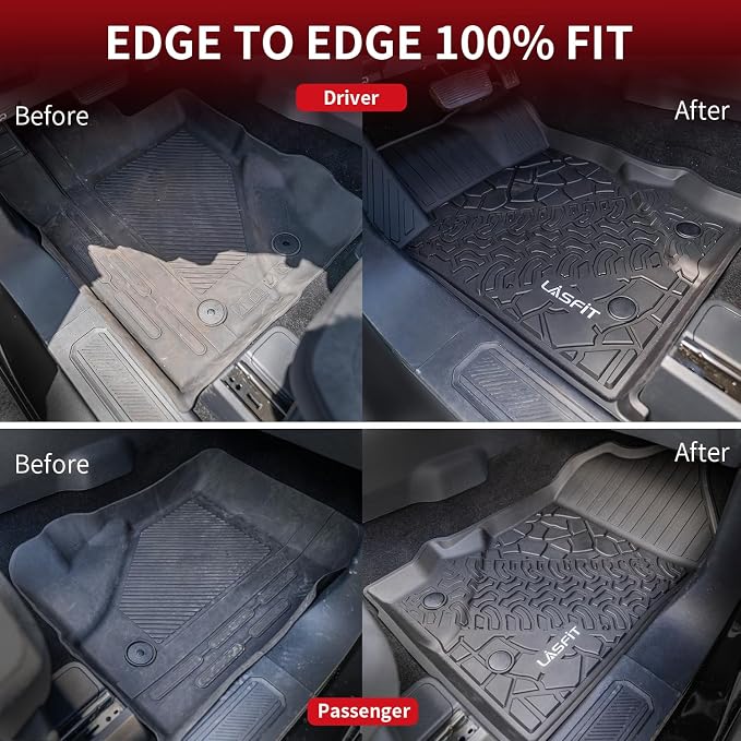 LASFIT Floor Mats for 2021-2026 Ford Bronco 4-Door Carpet Floor, All Weather TPE Protector Custom Fit SUV Floor Liners, Not Fit Bronco Sport or 2 Door