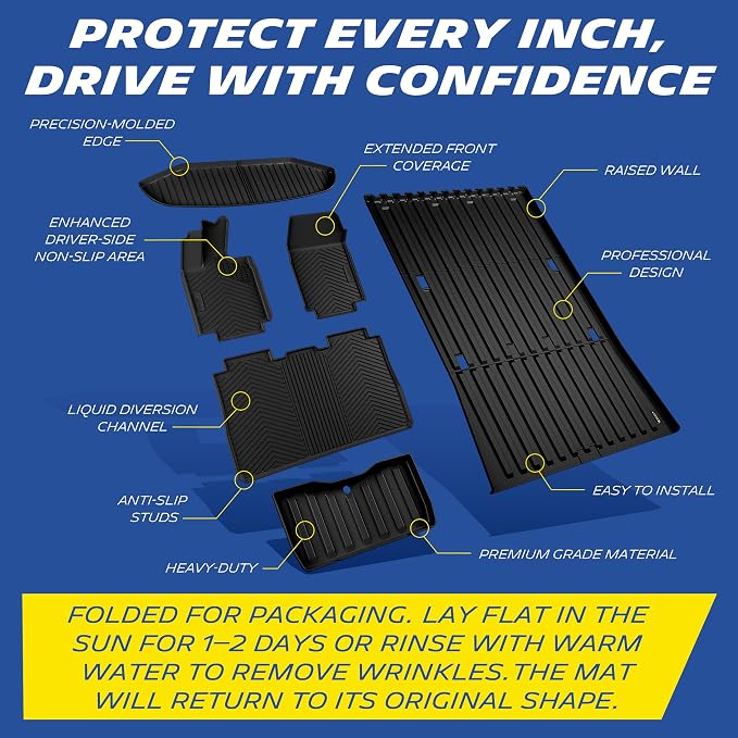 Michelin Vehicle Mats, Premier Series All-Weather TPE Custom Fit Liner for 2025-2027 Tesla Cybertruck Floor Mats (6 Piece), Not fit Cyberbeast
