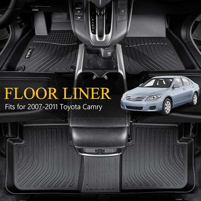 Wailtnb-Mats for Toyota Camry 2007-2011 CE/LE/SE/XLE (Gas Only) Floor Mat Cargo Liner All Weather Floor Liner Car Mat for Toyota Camry 2007-2011 Custom Fit Automotive Full Set Accessories