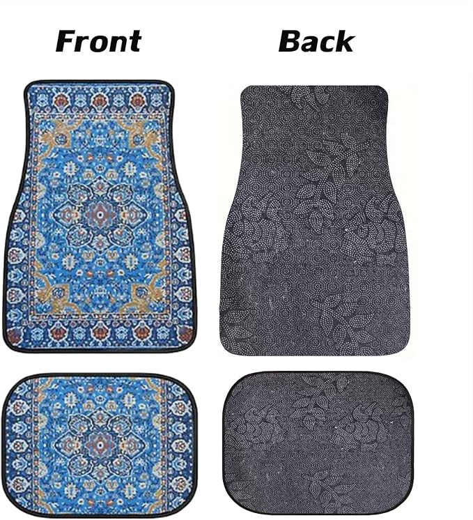 Car Floor Mats Non-Slip Automotive Floor Mats All-Weather Front Rear Car Floor Foot Mat Sets of 4 Pieces Foot Mats Rugs Carpet for Car Trucks SUV Sedans (Blue)