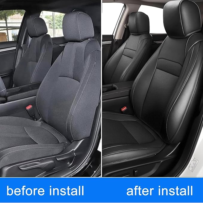 AOMSAZTO Seat Covers for Honda Civic Hatchback 2022-2024 Full Set Black | Custom Fit Sport LX & Hatchback Hybrid Sport Seat Covers, Water Resistant Faux Leather, Pet friendly, Anti-scratch