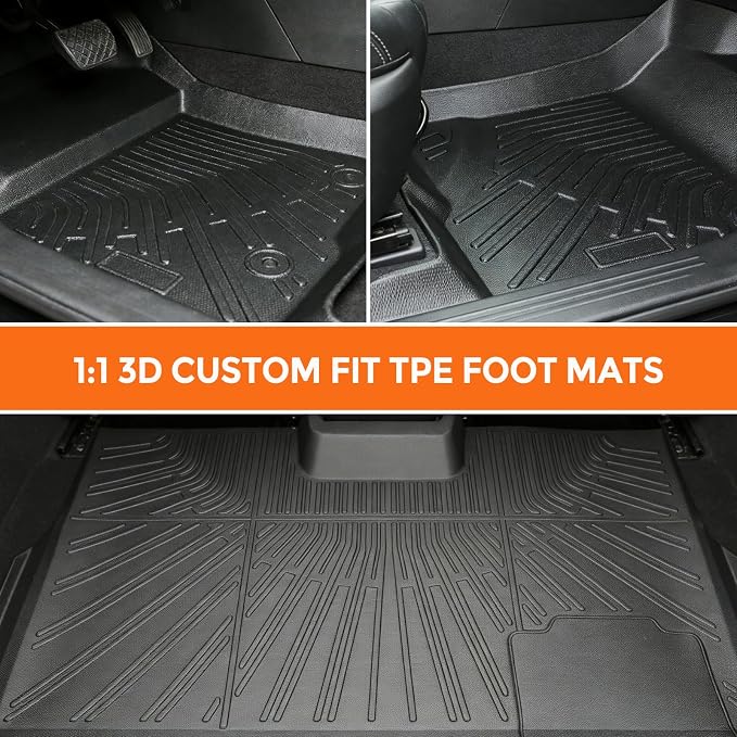 Floor Mats for Ford F-150 F150 SuperCrew/Crew Cab 2010-2014 | (Not for SuperCab or Regular Cab), Heavy Duty TPE All Weather Protection Waterproof Non-Slip (Two-Row Floor Mats)