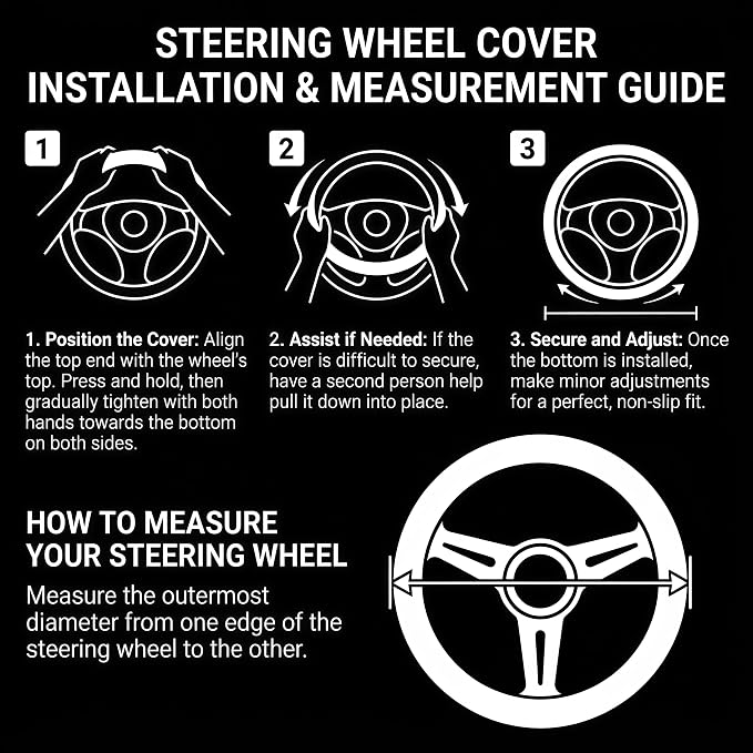 Genuine Leather Steering Wheel Cover, Real Cowhide for 14.5-16 Inch Steering Wheels, Universal Fit for Cars and Trucks (Brown, 16inch)