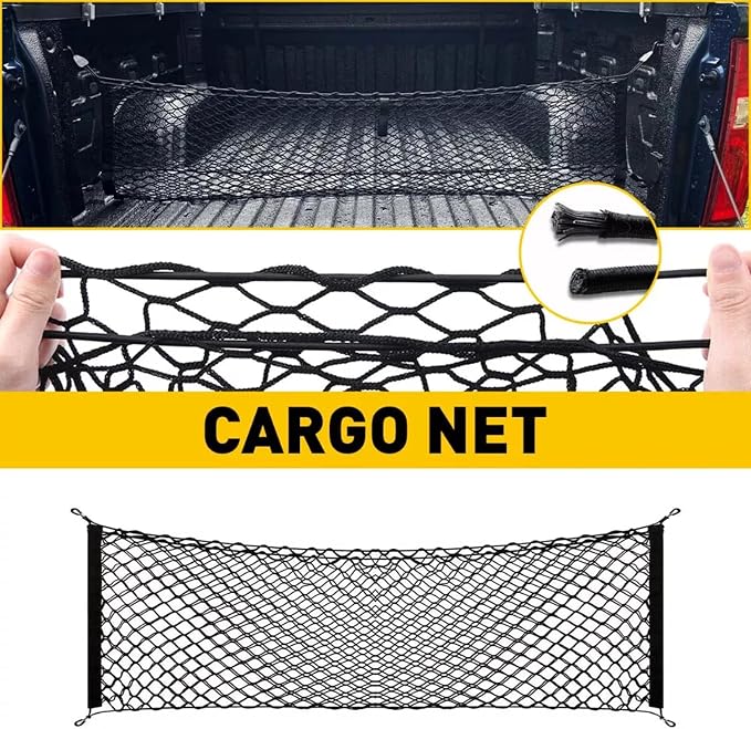 for Nissan Frontier Envelope Style Truck Bed Cargo Net - Fits 2013-2024 2025 2026 Frontier Accessories Cargo Net for Pickup Truck Bed - Heavy Duty Carabiners