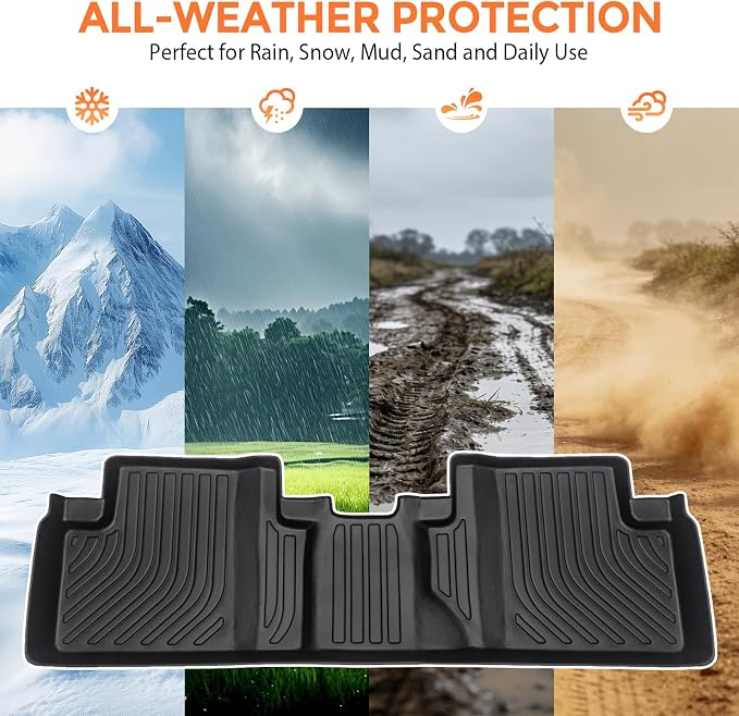 Floor Mats for Honda Civic & Civic Si 2012-2015 (for Sedan, Not for Coupe) | Custom Fit Heavy Duty TPE All Weather Protection, Waterproof Non-Slip Black (Two-Row Floor Mats & Cargo Liner)
