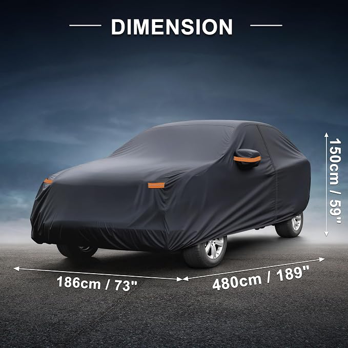 X AUTOHAUX Car Cover for Hyundai Tucson 210D-PU Outdoor Full Car Cover All Weather with Door Zipper for Waterproof Windproof Sun Rain Snow Protection
