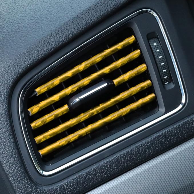 LivTee 20 Pieces Car Air Conditioner Decoration Strip for Vent Outlet, Universal Waterproof Bendable Air Vent Outlet Trim Decoration, Car Interior Accessories (Shiny Gold)