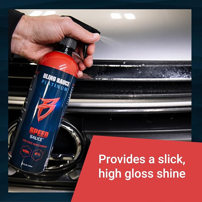 Bling Sauce Speed Sauce, Anti-Static Automotive Quick Detail Spray, 24 oz | Anti-static quick detailer boosts paint, chrome and trim gloss while repelling dust, fingerprints and light dirt