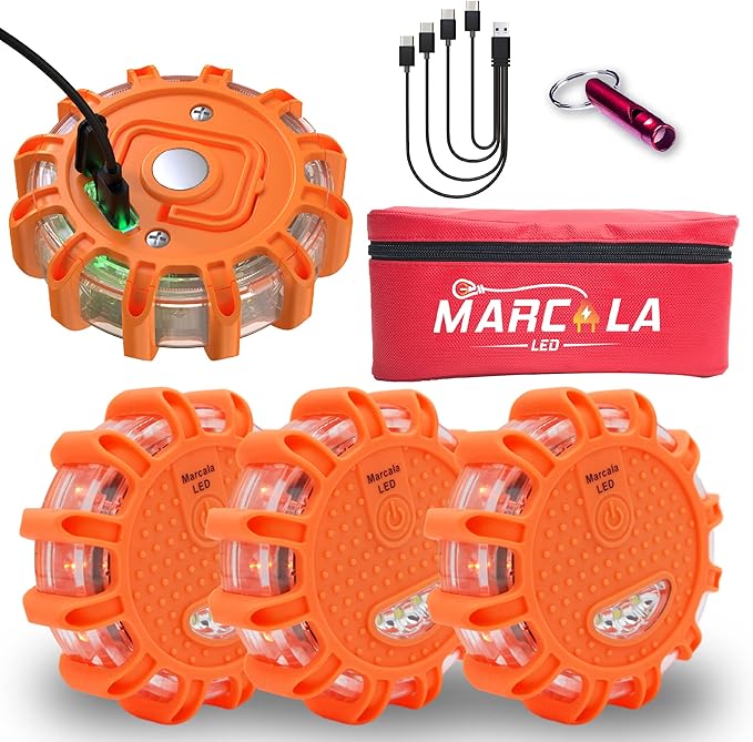 MARCALA V2.0 LED Road Flare 3-Pack & 4-Pack Rechargeable LED Emergency Road Flares | The Best RV Accessories!