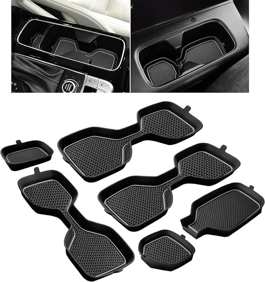 Cup Holder Coaster for Kia Telluride Accessories 2020 2021 2022 2023 2024 2025 Non-Slip Silicone Cup Holder Insert Mat Center Console Protector Liner Pad Interior Decoration 6Pcs (Gray Trim)