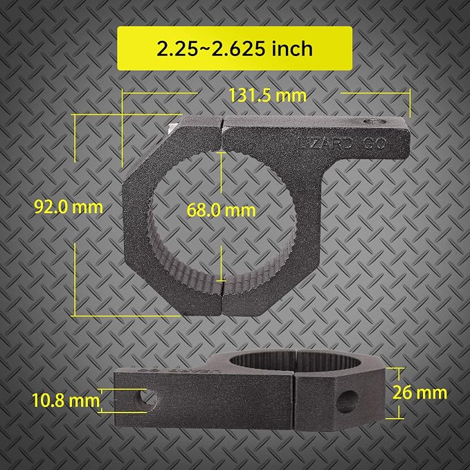 Roll Bar Clamps - 4Pack,Horizontal Roll cage Clamp 2.25in 2.375in 2.5in 2.625 inch,Bumper Mount Bracket Bull Bar Clamp for LED Light Bar,Cube Lights,ATVs Whips (2.25~2.625" Clamps)