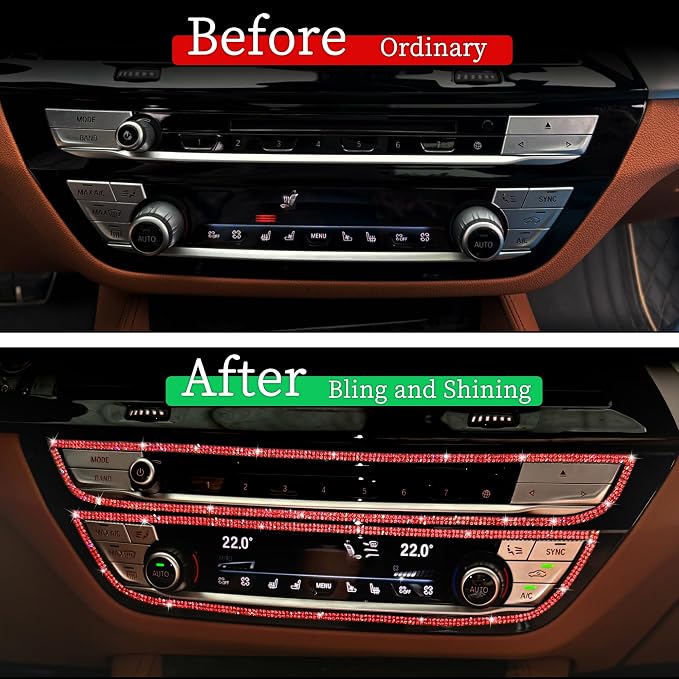 TOMALL Bling Car Door Guard Crash Bumper Crystal Anti-Scratch Strip Sticker Crystals Car Door Bumper Protector Accessory DIY for Interior and Exterior Decoration Styling Accessories (Red)
