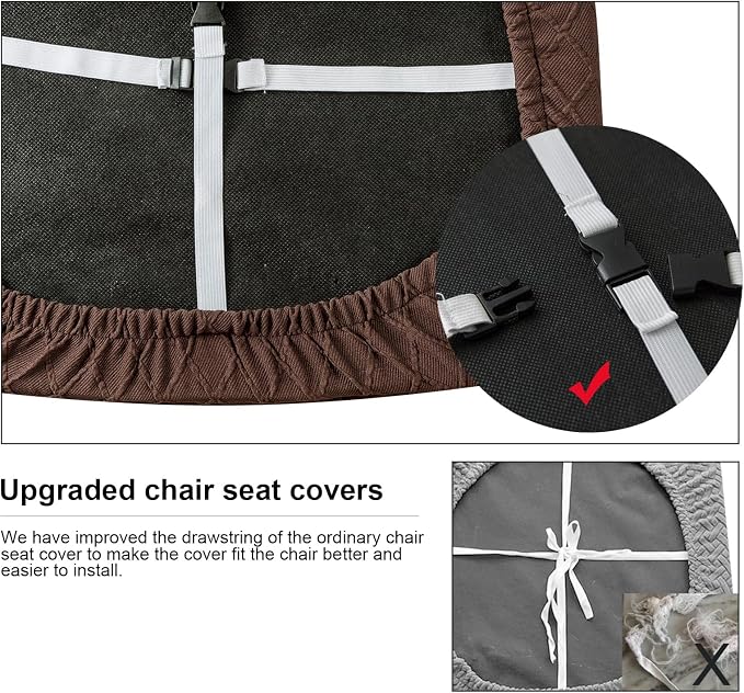 Genina Waterproof Seat Covers for Dining Room Chairs Covers Dining Chair Cover Kitchen Chair Covers (Chocolate, 6 Pcs)