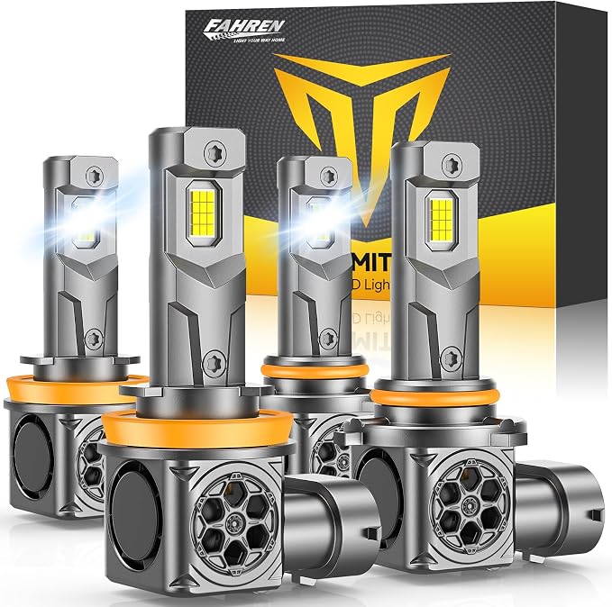 Termitor 2026 Upgraded H11 and 9005 Combo Bulbs, 𝟏𝟕𝟎𝟎𝟎𝟎𝐋𝐌 𝟏𝟒𝐗 Brightest-Gen 6500K White, True 1:1 Mini Size for HB3 H8 H9 Fog Bulb, Plug & Play, 10 Years Lifespan (Pack of 4)