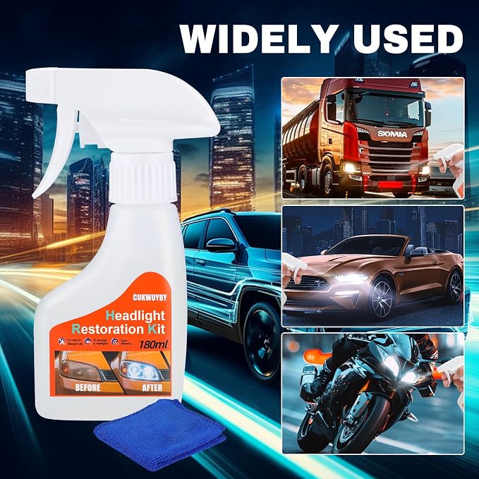 Headlight Restoration Kit Headlight Cleaner Head Light Cleaner Removing Yellowing Oxidized with Headlight Cleaner Towel (Scratches & Damages Cannot be Repaired)