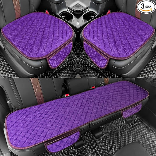 surpassme Car Seat Covers Universal Seat Covers for Car Accessories with Storage Pockets, Car Front Seat Covers and Rear Bench Coverfor Automotive, SUV, Truck, and Van(Purple)